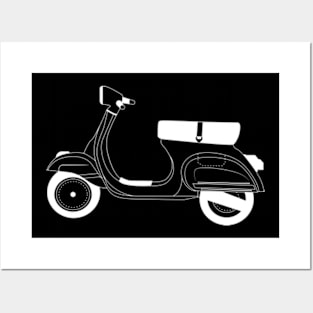 Vespa 125 ET3 White Outline Posters and Art